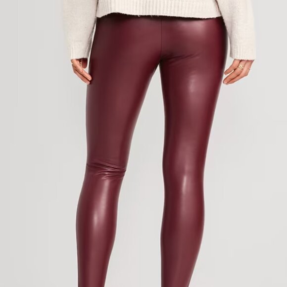 NWT Red High-Waisted Faux Leather Leggings - Picture 2 of 3